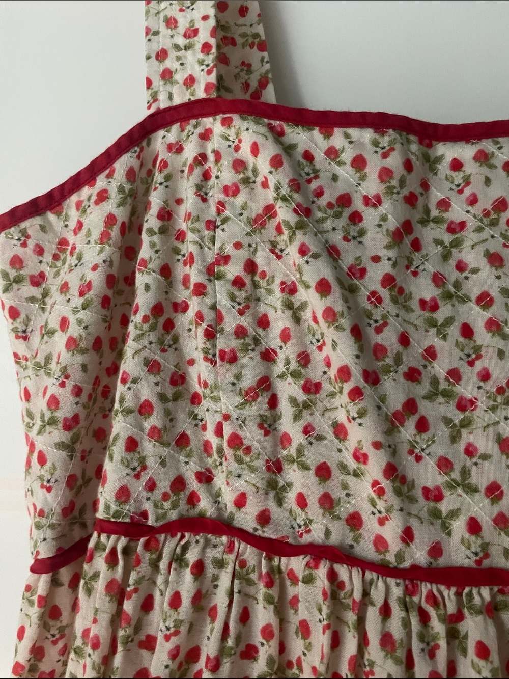 Christy Dawn Chiara Ivory Floral Maxi Dress with Red Trim in Strawberry field - Picture 3 of 10
